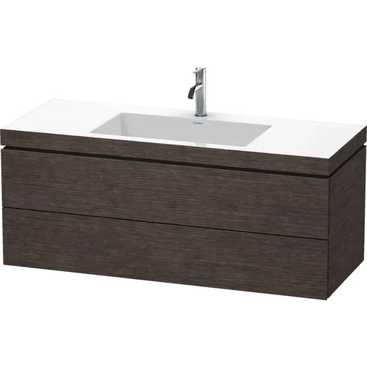 Duravit L-Cube 47" x 20" x 19" Dark Brushed Oak Two Drawer C-Bonded Wall-Mount Vanity Kit (LC6929O7272)