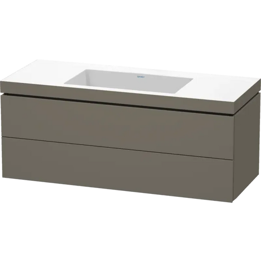 Duravit L-Cube 47" x 20" x 19" Flannel Gray Two Drawer C-Bonded Wall-Mount Vanity Kit (LC6929N9090)