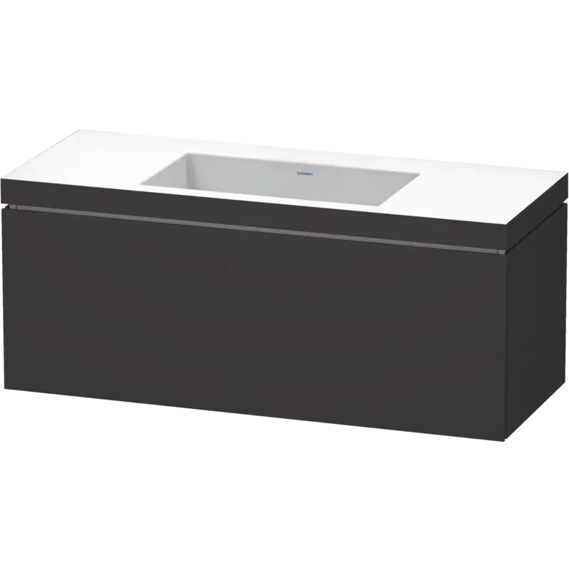 Duravit L-Cube 47" x 20" x 19" Graphite One Drawer C-Bonded Wall-Mount Vanity Kit (LC6919N8080)