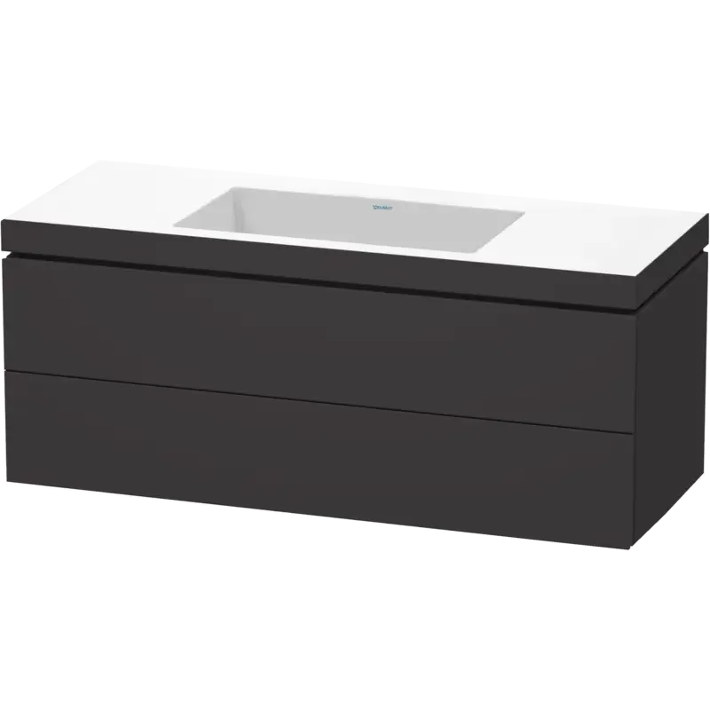 Duravit L-Cube 47" x 20" x 19" Graphite Two Drawer C-Bonded Wall-Mount Vanity Kit (LC6929N8080)