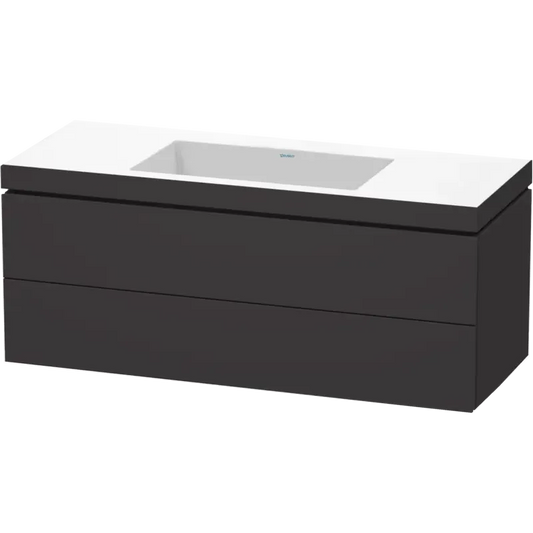 Duravit L-Cube 47" x 20" x 19" Graphite Two Drawer C-Bonded Wall-Mount Vanity Kit (LC6929N8080)