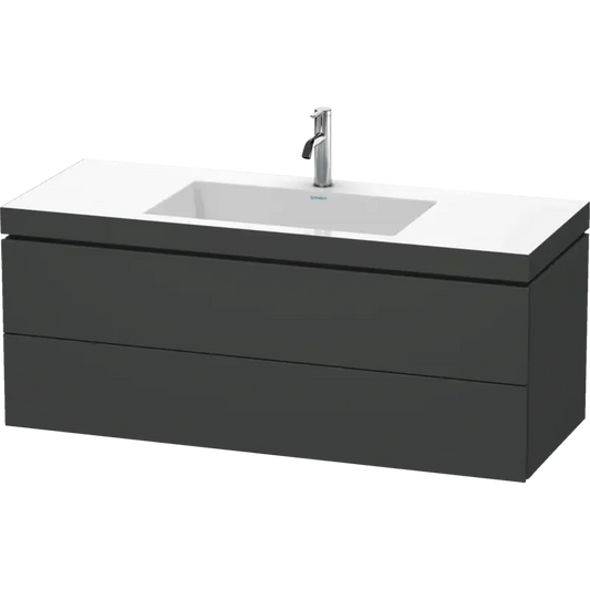 Duravit L-Cube 47" x 20" x 19" Graphite Two Drawer C-Bonded Wall-Mount Vanity Kit (LC6929O4949)