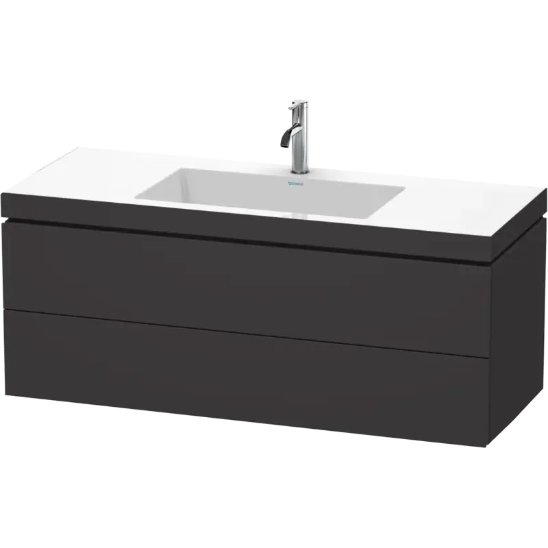 Duravit L-Cube 47" x 20" x 19" Graphite Two Drawer C-Bonded Wall-Mount Vanity Kit (LC6929O8080)