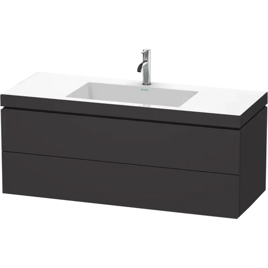 Duravit L-Cube 47" x 20" x 19" Graphite Two Drawer C-Bonded Wall-Mount Vanity Kit (LC6929O8080)