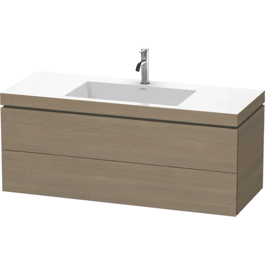 Duravit L-Cube 47" x 20" x 19" Oak Terra Two Drawer C-Bonded Wall-Mount Vanity Kit (LC6929O3535)
