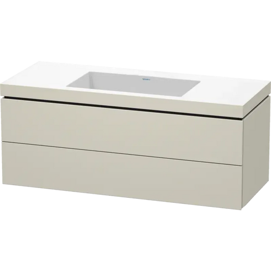 Duravit L-Cube 47" x 20" x 19" Taupe Two Drawer C-Bonded Wall-Mount Vanity Kit (LC6929N9191)