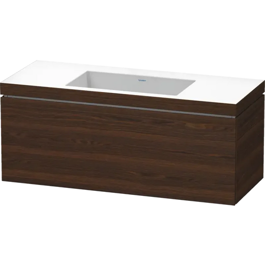 Duravit L-Cube 47" x 20" x 19" Walnut Brushed One Drawer C-Bonded Wall-Mount Vanity Kit (LC6919N6969)