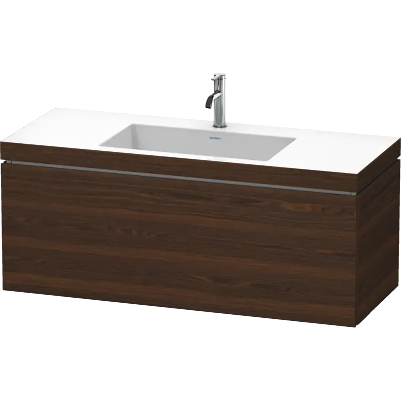 Duravit L-Cube 47" x 20" x 19" Walnut Brushed One Drawer C-Bonded Wall-Mount Vanity Kit (LC6919O6969)