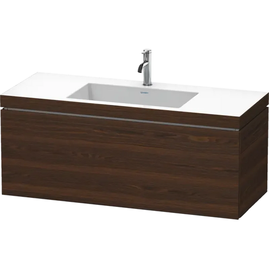 Duravit L-Cube 47" x 20" x 19" Walnut Brushed One Drawer C-Bonded Wall-Mount Vanity Kit (LC6919O6969)