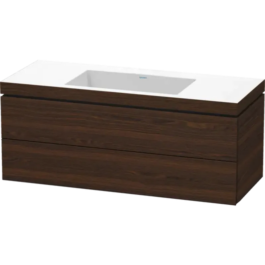 Duravit L-Cube 47" x 20" x 19" Walnut Brushed Two Drawer C-Bonded Wall-Mount Vanity Kit (LC6929N6969)