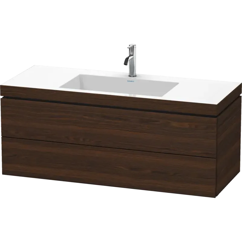 Duravit L-Cube 47" x 20" x 19" Walnut Brushed Two Drawer C-Bonded Wall-Mount Vanity Kit (LC6929O6969)