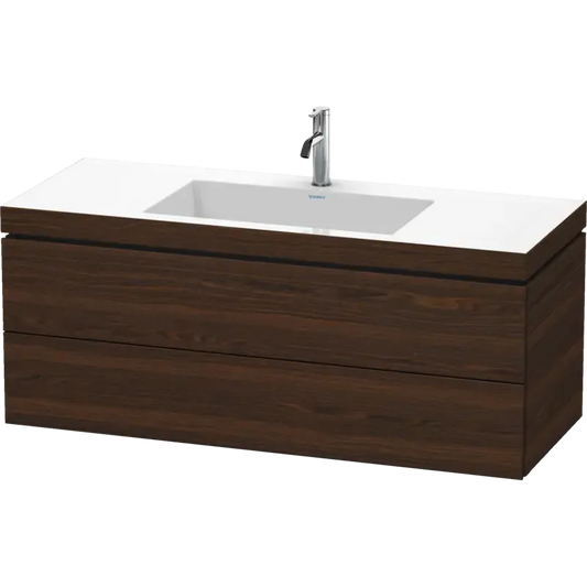 Duravit L-Cube 47" x 20" x 19" Walnut Brushed Two Drawer C-Bonded Wall-Mount Vanity Kit (LC6929O6969)