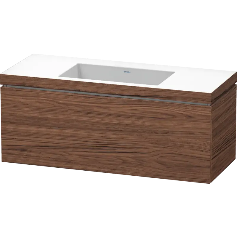 Duravit L-Cube 47" x 20" x 19" Walnut Dark One Drawer C-Bonded Wall-Mount Vanity Kit (LC6919N2121)