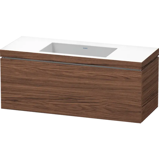 Duravit L-Cube 47" x 20" x 19" Walnut Dark One Drawer C-Bonded Wall-Mount Vanity Kit (LC6919N2121)