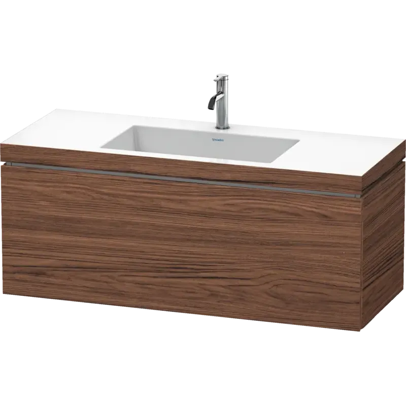 Duravit L-Cube 47" x 20" x 19" Walnut Dark One Drawer C-Bonded Wall-Mount Vanity Kit (LC6919O2121)