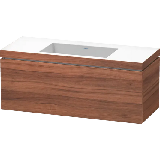 Duravit L-Cube 47" x 20" x 19" Walnut One Drawer C-Bonded Wall-Mount Vanity Kit (LC6919N7979)
