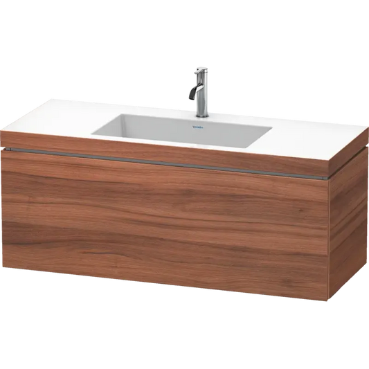 Duravit L-Cube 47" x 20" x 19" Walnut One Drawer C-Bonded Wall-Mount Vanity Kit (LC6919O7979)