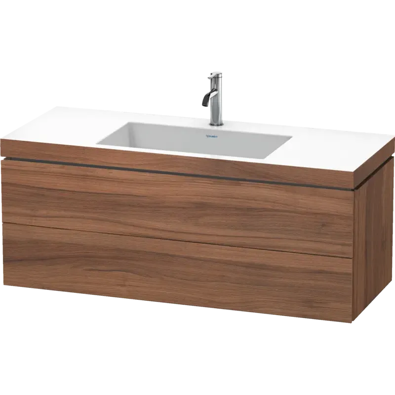 Duravit L-Cube 47" x 20" x 19" Walnut Two Drawer C-Bonded Wall-Mount Vanity Kit (LC6929O7979)