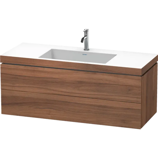 Duravit L-Cube 47" x 20" x 19" Walnut Two Drawer C-Bonded Wall-Mount Vanity Kit (LC6929O7979)