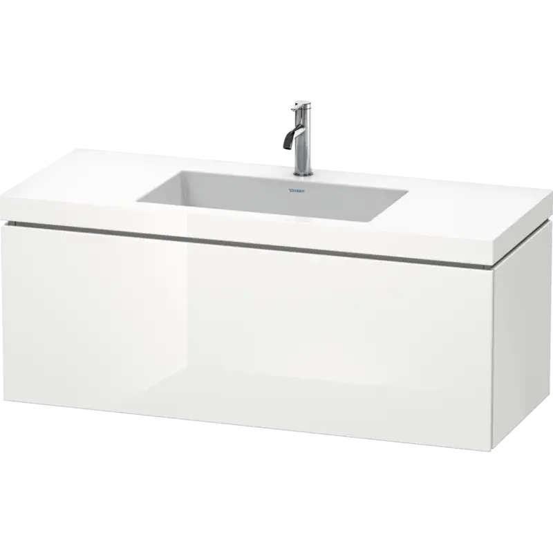Duravit L-Cube 47" x 20" x 19" White One Drawer C-Bonded Wall-Mount Vanity Kit (LC6919O2222)