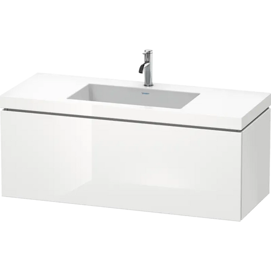 Duravit L-Cube 47" x 20" x 19" White One Drawer C-Bonded Wall-Mount Vanity Kit (LC6919O2222)