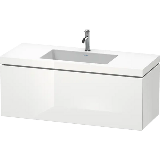 Duravit L-Cube 47" x 20" x 19" White One Drawer C-Bonded Wall-Mount Vanity Kit (LC6919O8585)