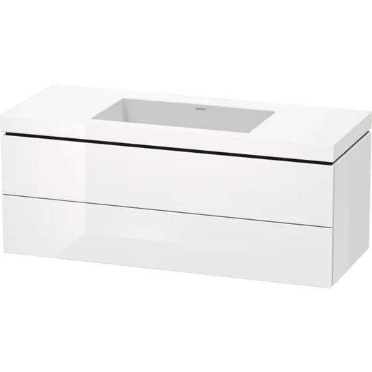 Duravit L-Cube 47" x 20" x 19" White Two Drawer C-Bonded Wall-Mount Vanity Kit (LC6929N2222)