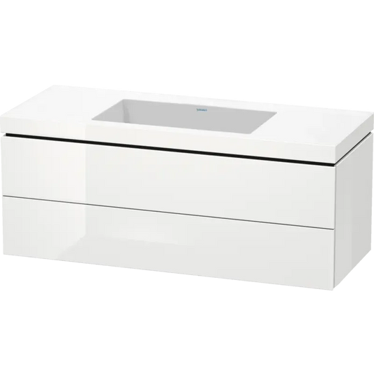 Duravit L-Cube 47" x 20" x 19" White Two Drawer C-Bonded Wall-Mount Vanity Kit (LC6929N8585)