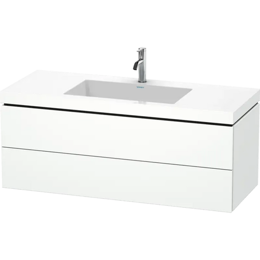 Duravit L-Cube 47" x 20" x 19" White Two Drawer C-Bonded Wall-Mount Vanity Kit (LC6929O1818)