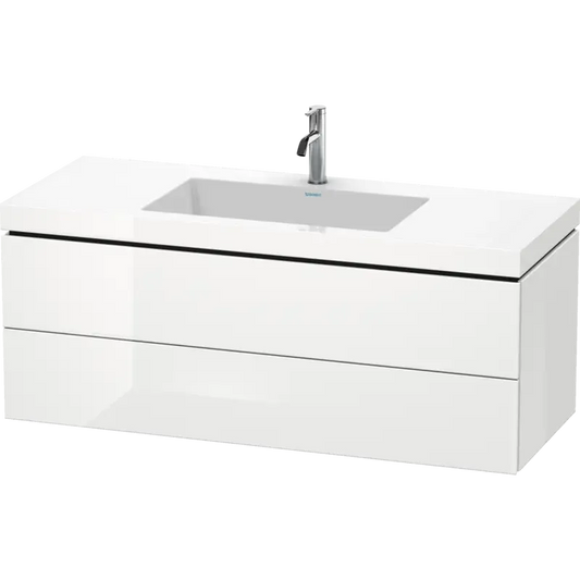 Duravit L-Cube 47" x 20" x 19" White Two Drawer C-Bonded Wall-Mount Vanity Kit (LC6929O2222)