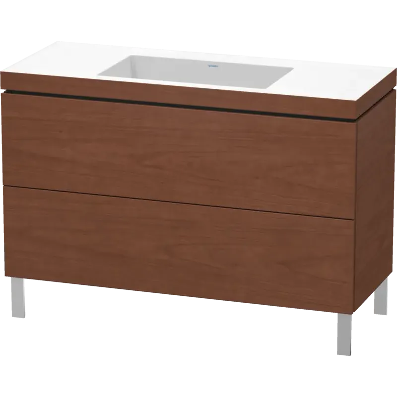 Duravit L-Cube 47" x 27" x 19" American Walnut Two Drawer C-Bonded Floorstanding Vanity Kit (LC6939N1313)