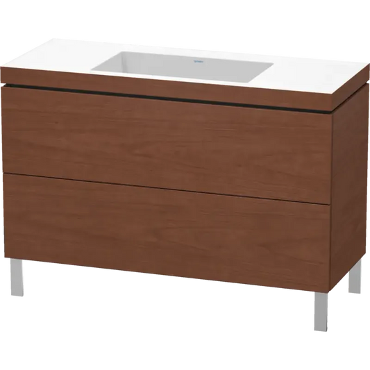 Duravit L-Cube 47" x 27" x 19" American Walnut Two Drawer C-Bonded Floorstanding Vanity Kit (LC6939N1313)