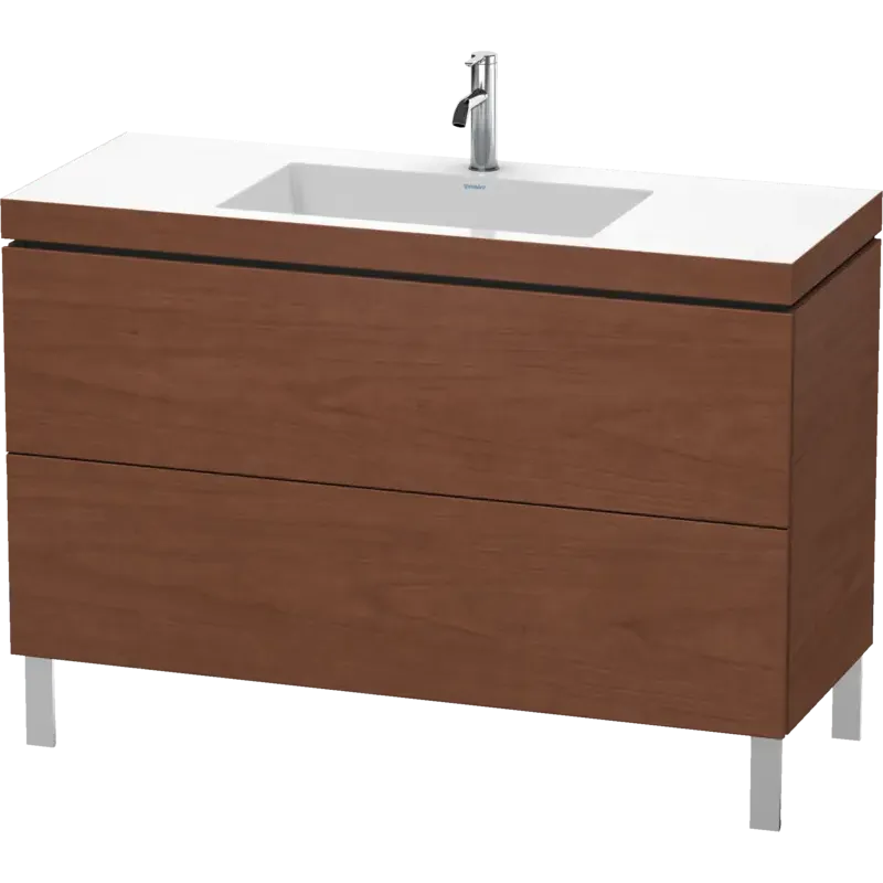 Duravit L-Cube 47" x 27" x 19" American Walnut Two Drawer C-Bonded Floorstanding Vanity Kit (LC6939O1313)