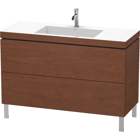 Duravit L-Cube 47" x 27" x 19" American Walnut Two Drawer C-Bonded Floorstanding Vanity Kit (LC6939O1313)
