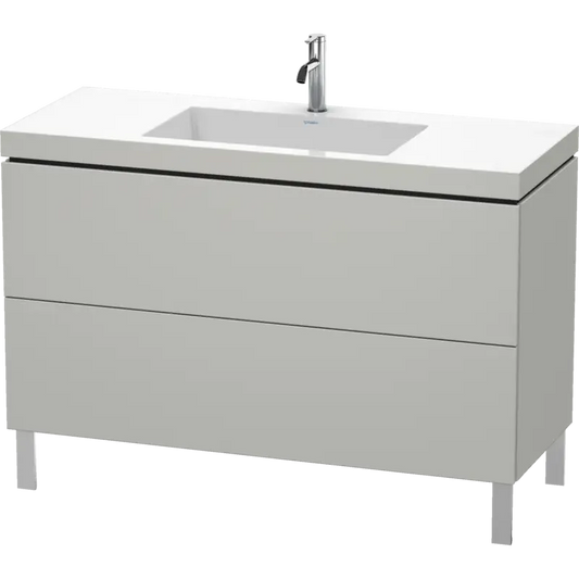 Duravit L-Cube 47" x 27" x 19" Concrete Gray Two Drawer C-Bonded Floorstanding Vanity Kit (LC6939O0707)