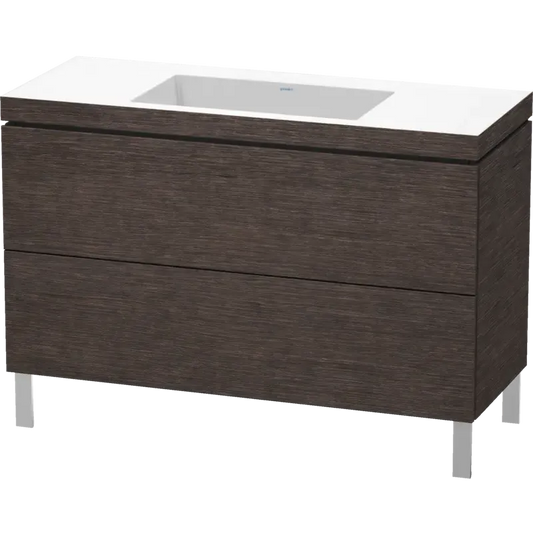 Duravit L-Cube 47" x 27" x 19" Dark Brushed Oak Two Drawer C-Bonded Floorstanding Vanity Kit (LC6939N7272)