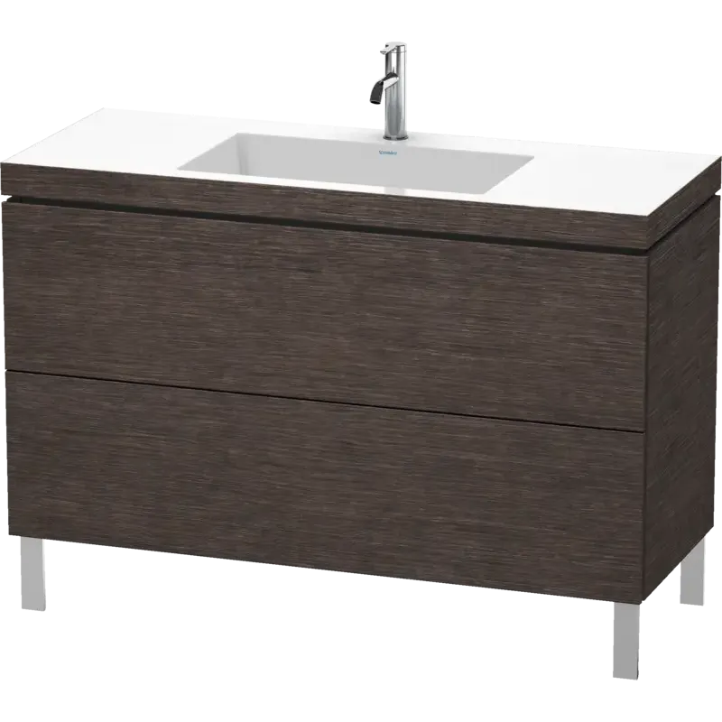Duravit L-Cube 47" x 27" x 19" Dark Brushed Oak Two Drawer C-Bonded Floorstanding Vanity Kit (LC6939O7272)