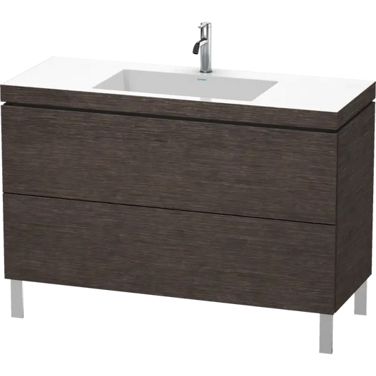 Duravit L-Cube 47" x 27" x 19" Dark Brushed Oak Two Drawer C-Bonded Floorstanding Vanity Kit (LC6939O7272)