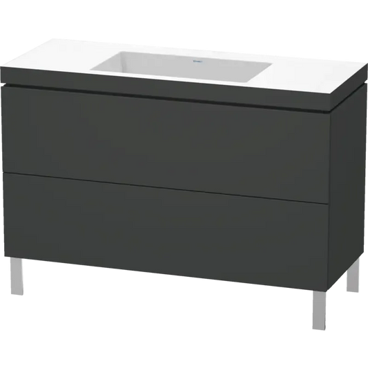Duravit L-Cube 47" x 27" x 19" Graphite Two Drawer C-Bonded Floorstanding Vanity Kit (LC6939N4949)