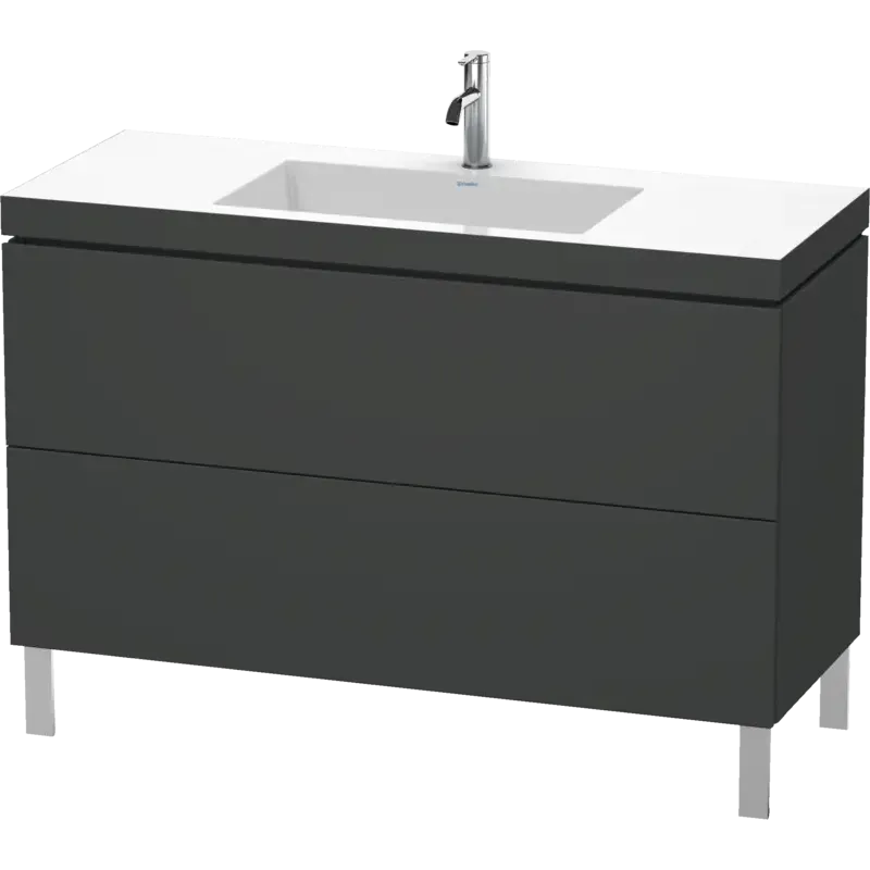 Duravit L-Cube 47" x 27" x 19" Graphite Two Drawer C-Bonded Floorstanding Vanity Kit (LC6939O4949)