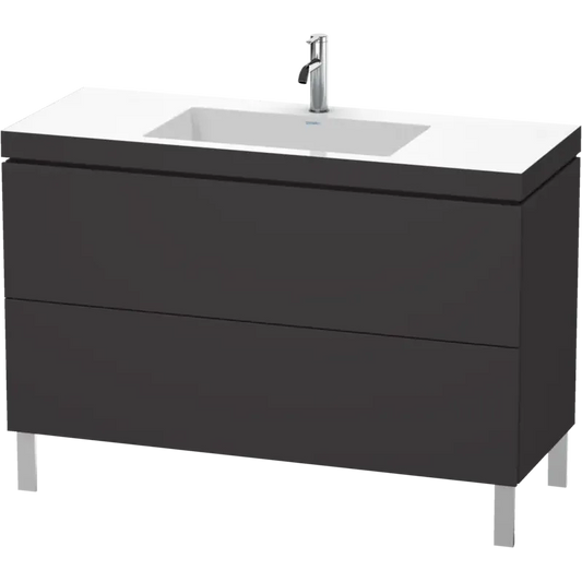 Duravit L-Cube 47" x 27" x 19" Graphite Two Drawer C-Bonded Floorstanding Vanity Kit (LC6939O8080)