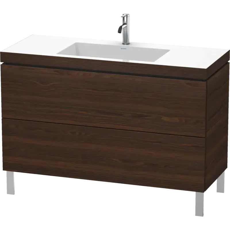 Duravit L-Cube 47" x 27" x 19" Walnut Brushed Two Drawer C-Bonded Floorstanding Vanity Kit (LC6939O6969)
