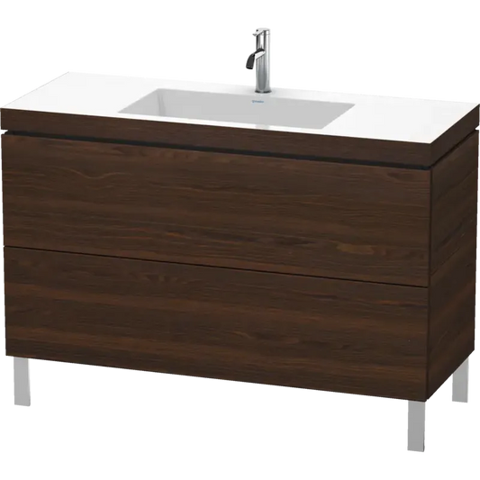 Duravit L-Cube 47" x 27" x 19" Walnut Brushed Two Drawer C-Bonded Floorstanding Vanity Kit (LC6939O6969)