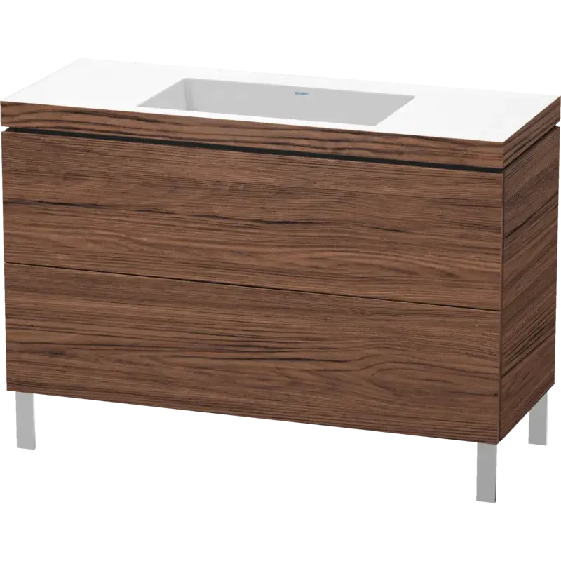 Duravit L-Cube 47" x 27" x 19" Walnut Dark Two Drawer C-Bonded Floorstanding Vanity Kit (LC6939N2121)