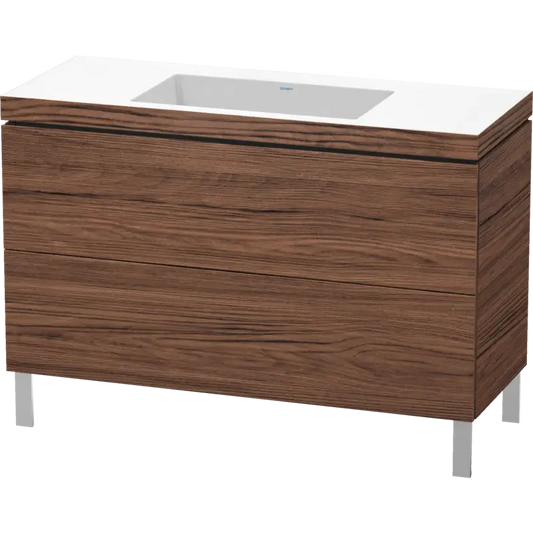 Duravit L-Cube 47" x 27" x 19" Walnut Dark Two Drawer C-Bonded Floorstanding Vanity Kit (LC6939N2121)
