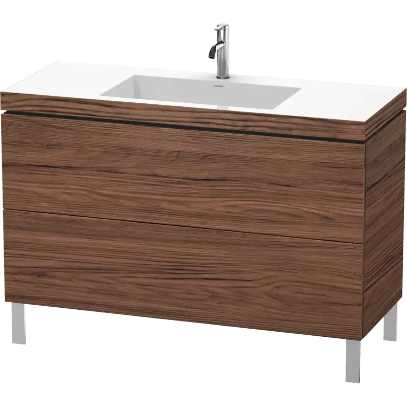Duravit L-Cube 47" x 27" x 19" Walnut Dark Two Drawer C-Bonded Floorstanding Vanity Kit (LC6939O2121)