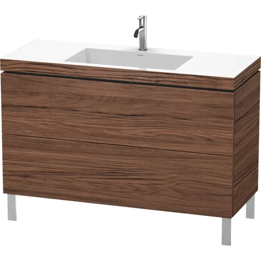 Duravit L-Cube 47" x 27" x 19" Walnut Dark Two Drawer C-Bonded Floorstanding Vanity Kit (LC6939O2121)