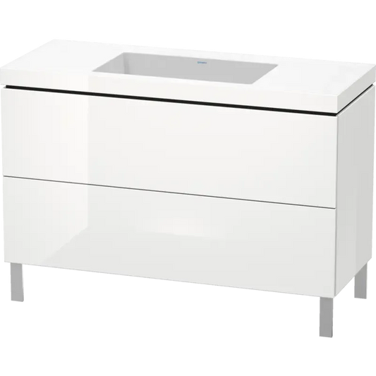Duravit L-Cube 47" x 27" x 19" White Two Drawer C-Bonded Floorstanding Vanity Kit (LC6939N2222)