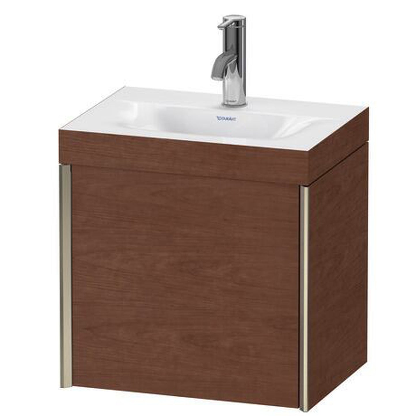 Duravit XViu 18" x 18" x 13" One Door C-Bonded Wall-Mount Vanity Kit With One Tap Hole, American Walnut (XV4631OB113C)