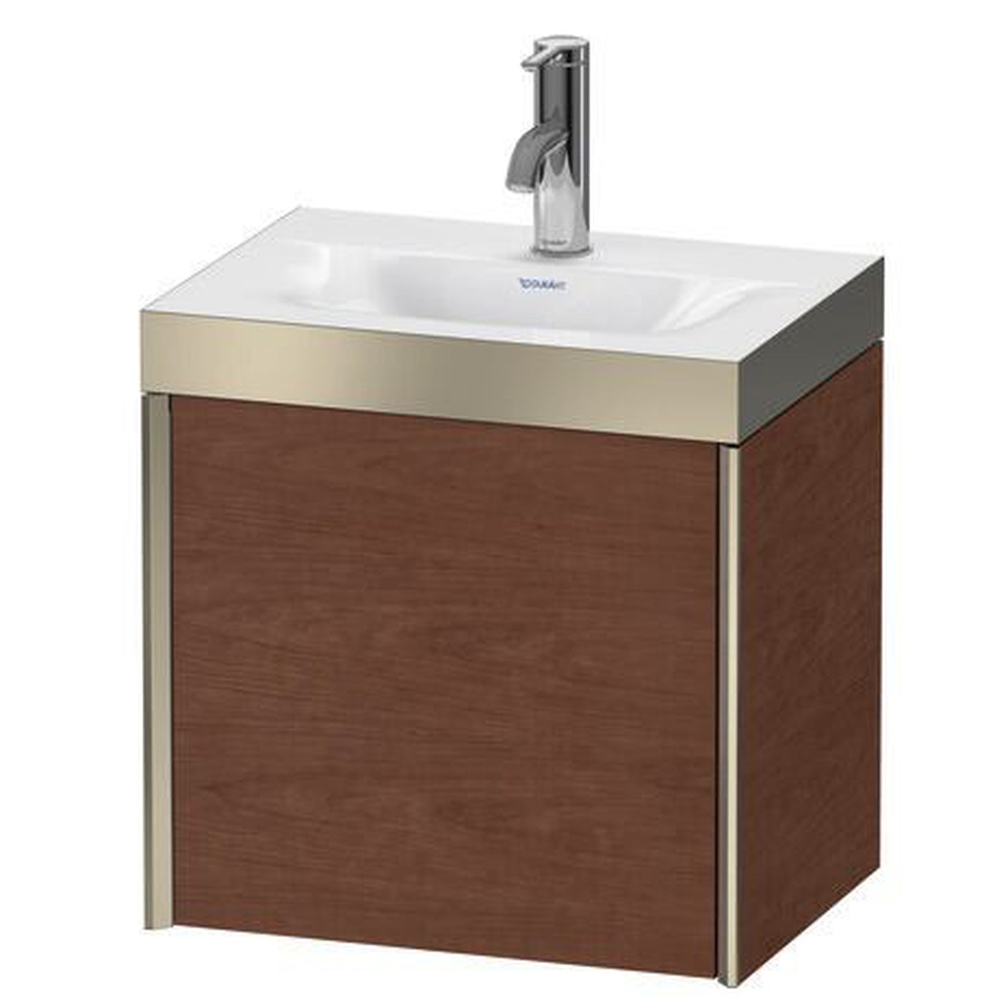 Duravit XViu 18" x 18" x 13" One Door C-Bonded Wall-Mount Vanity Kit With One Tap Hole, American Walnut (XV4631OB113P)